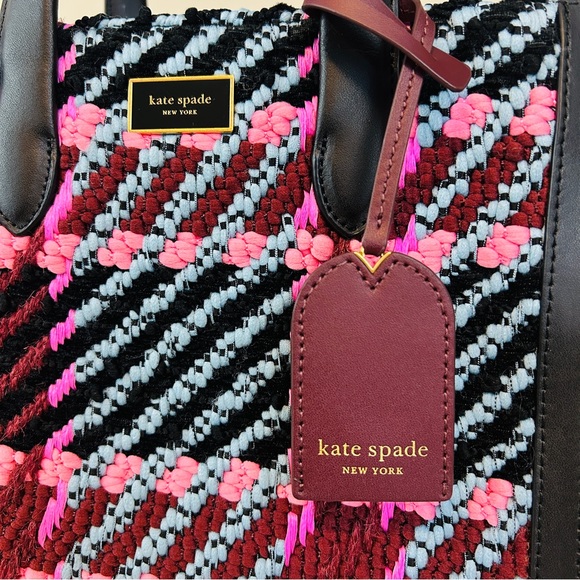 Kate Spade Small Woven Plaid Manhattan Tote, used once! - Picture 2 of 9